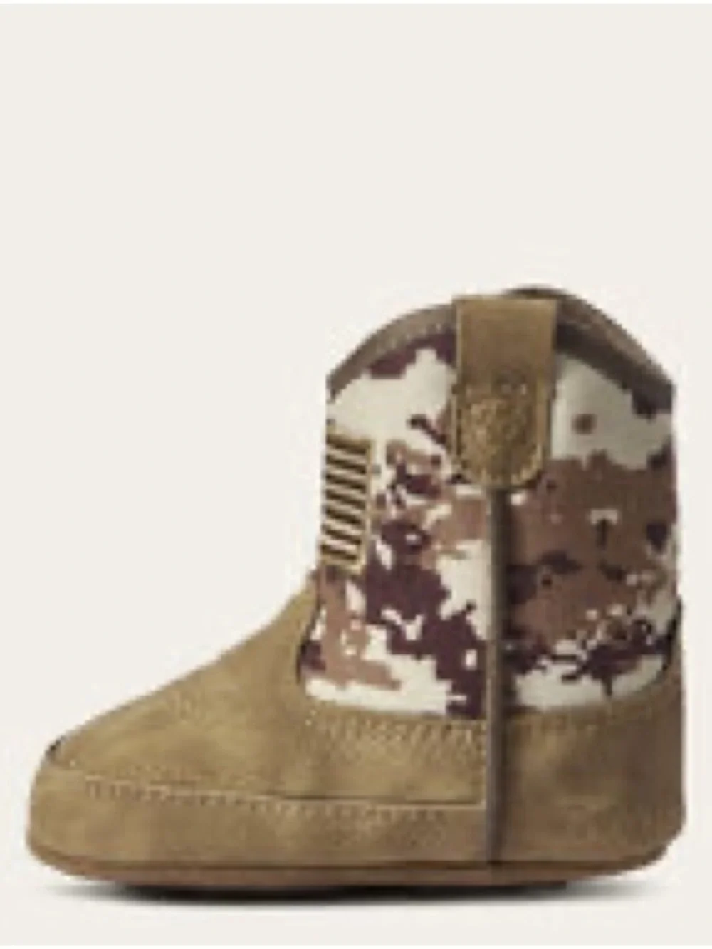 Kids Tan Suede & Camouflage Bootie